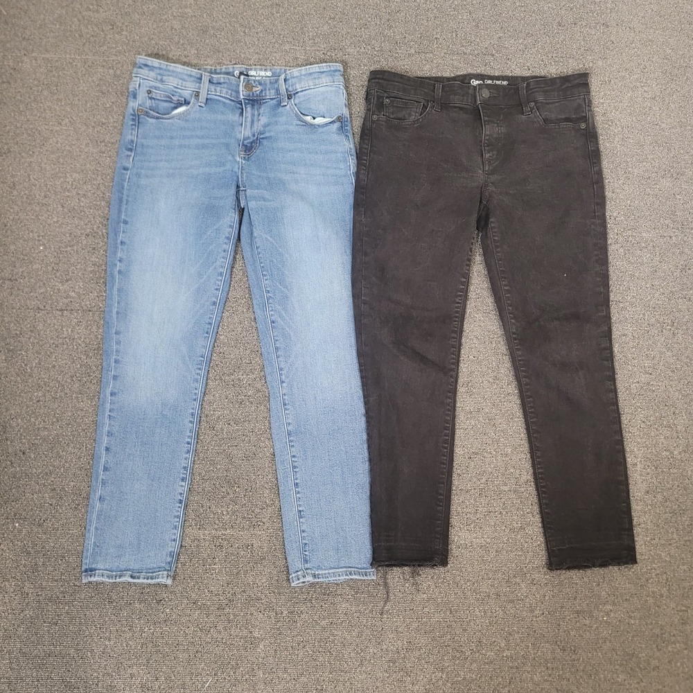 Gap Size 4/27R Girlfriend Jeans Women Black Blue Denim Bundle Set 2 Pairs